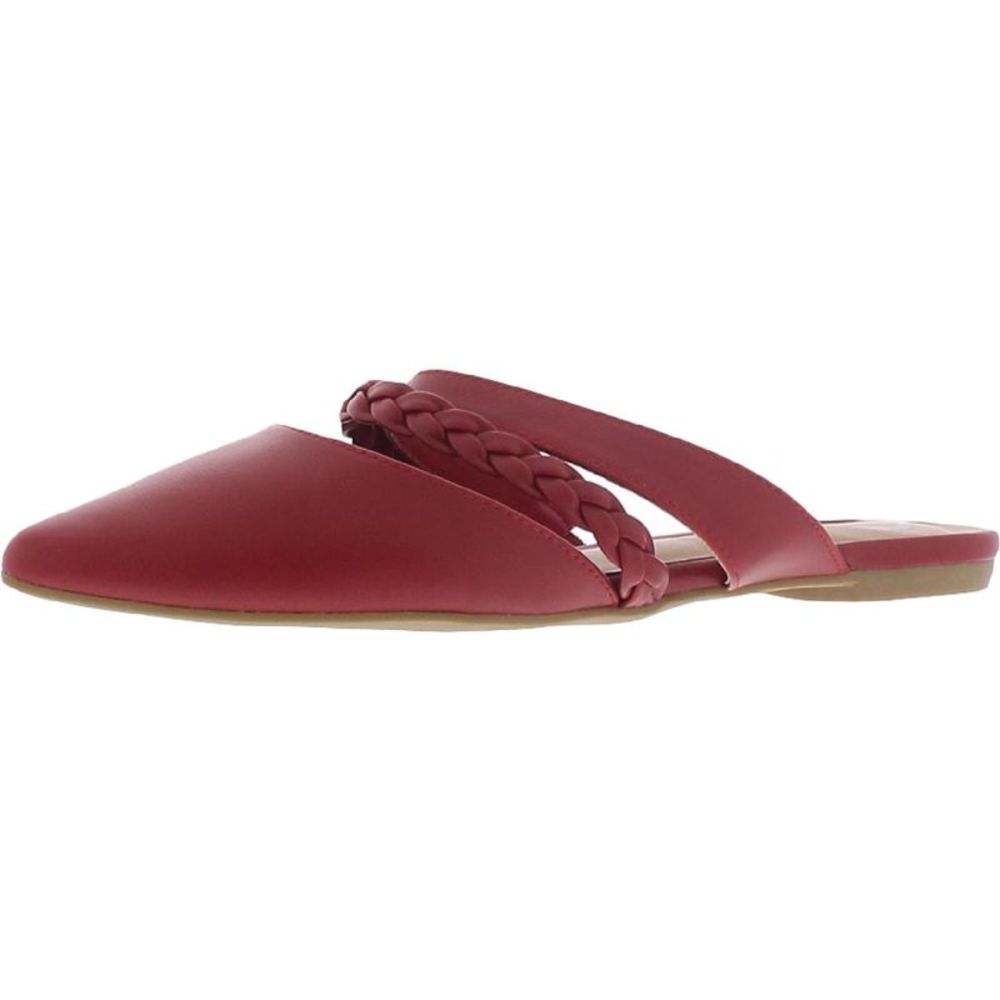 Journee Collection Womens Red Faux Leather Braided Loafer Mule Shoes